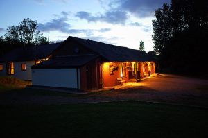A photo taken at dusk of a residential property at Rockfield Music Studios